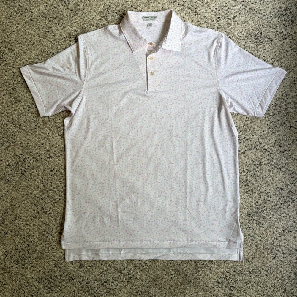 Peter Millar Summer Comfort Performance Golf Polo Shirt Burger Utopia Mens L